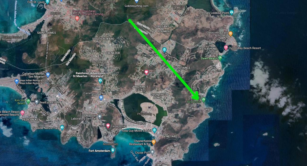 Very big flat Land For Sale close to the beach in St Maarten, Guana Bay, Caribbean. 4430m2 