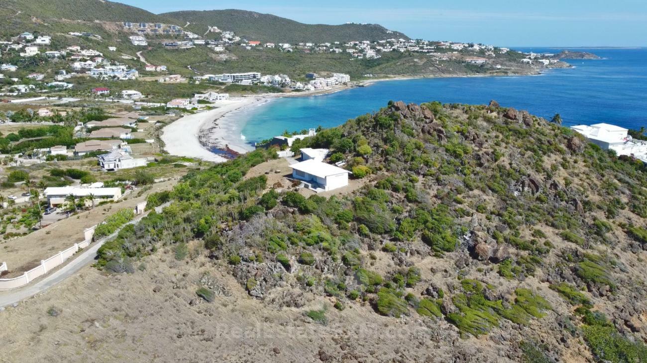 Top of the hill. Large 12130sqm land for sale in Guana Bay, St Maarten, Caribbean with house