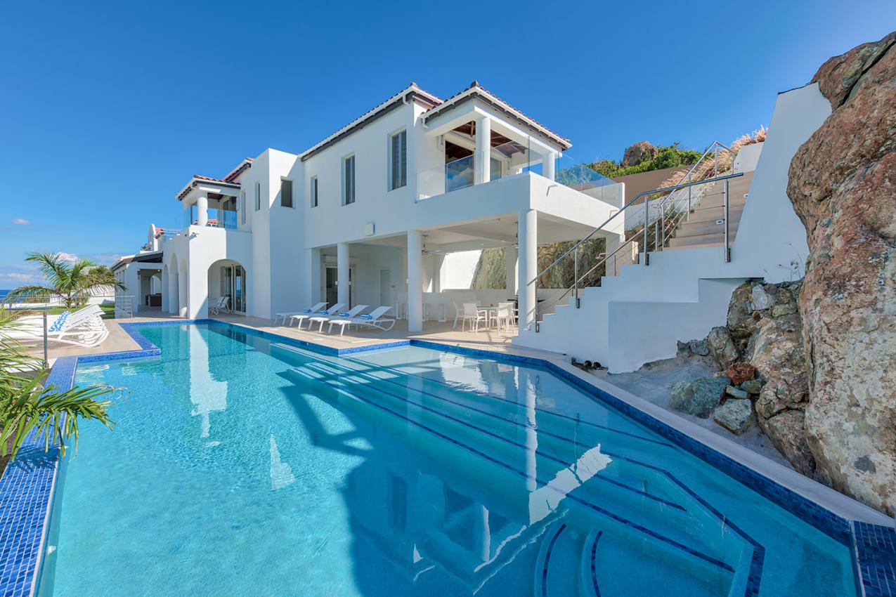 Caribbean luxury property for sale in St Maarten, hillside villa Amalia, Guana Bay. Unique!