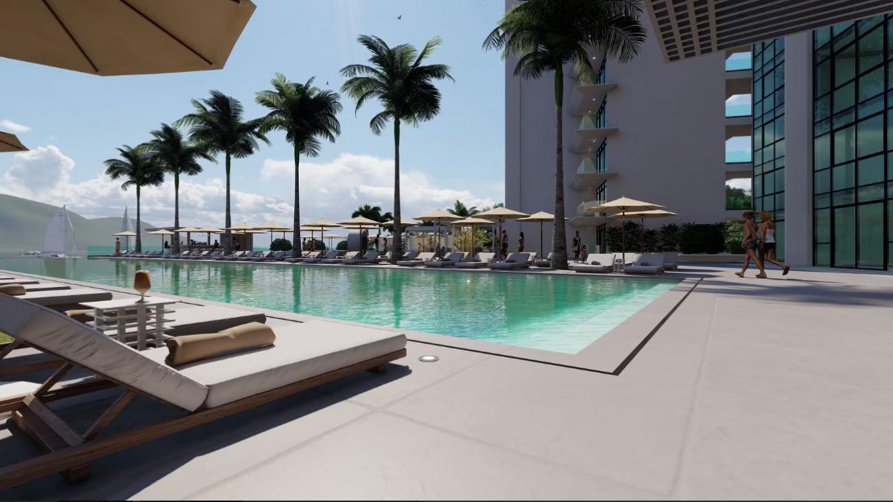 Studio apartments for sale in St Maarten, Cupecoy, Aqua Resort new development. Lagoon View