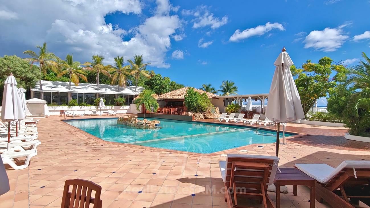 2 bedrooms condo for SALE St Maarten Cupecoy Sapphire Hotel. Caribbean Sea view. 3 balconies (230)