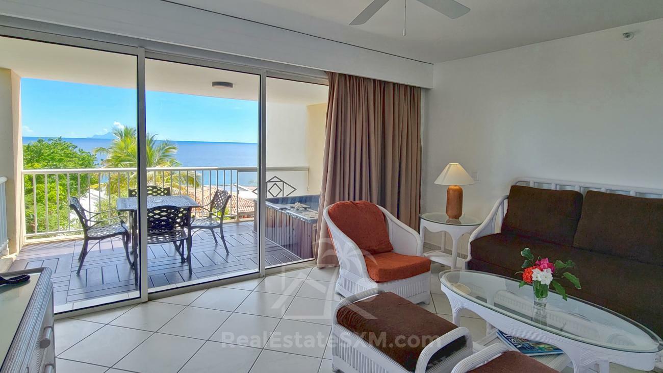 2 bedrooms condo for SALE St Maarten Cupecoy Sapphire Hotel. Caribbean Sea view. 3 balconies (230)