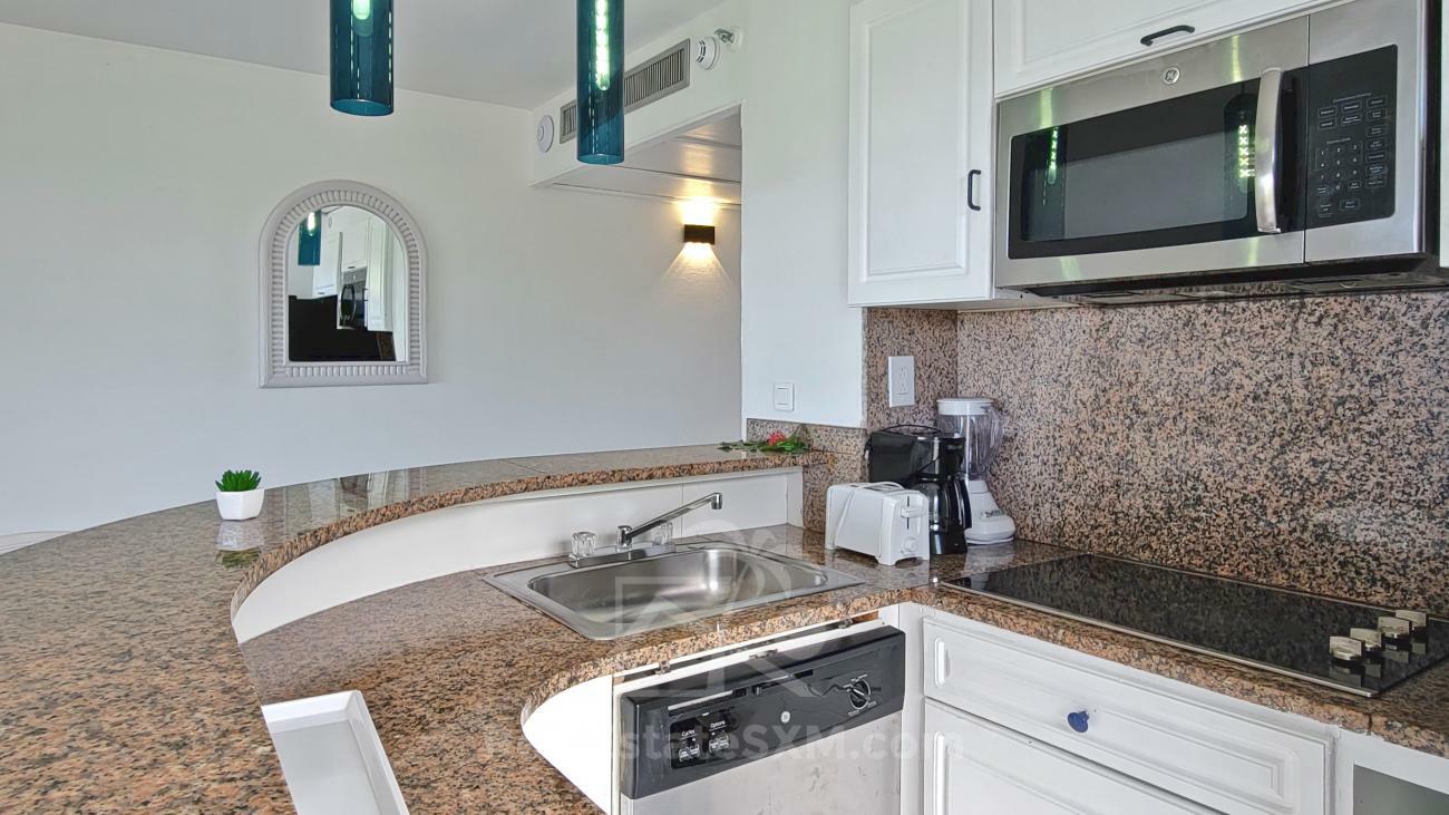 2 bedrooms condo for SALE St Maarten Cupecoy Sapphire Hotel. Caribbean Sea view. 3 balconies (230)