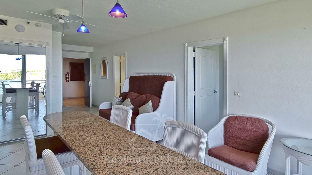St Maarten: 1 bedroom apartment for sale 8th floor Sapphire Hotel Cupecoy. Lagoon View. (386)