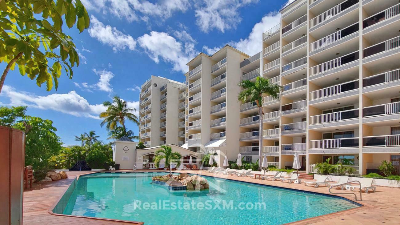 Large Condo for sale in St Maarten, 1BR Cupecoy, Sapphire Resort. Caribbean Sea View Sunsets (135)
