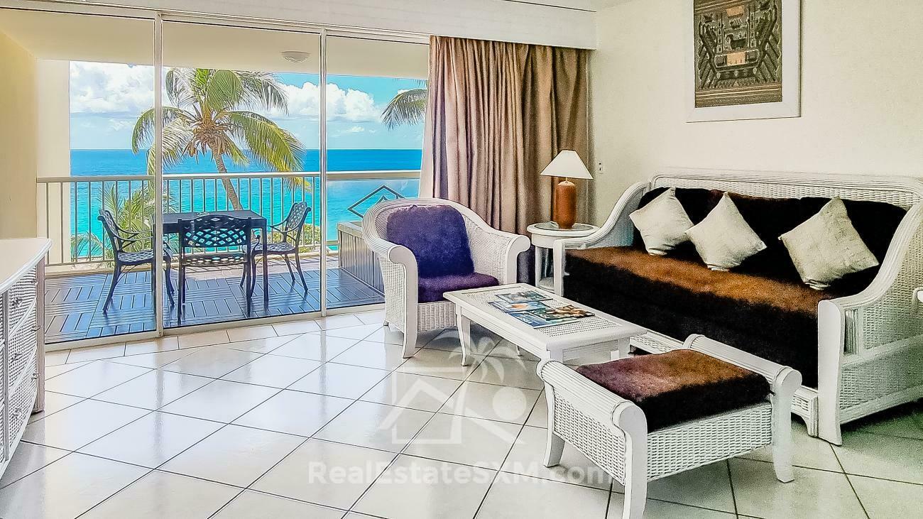 Large Condo for sale in St Maarten, 1BR Cupecoy, Sapphire Resort. Caribbean Sea View Sunsets (135)