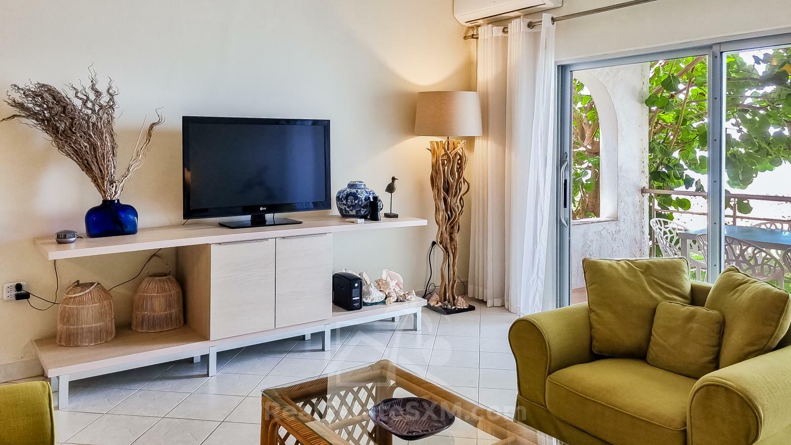 Ocean-front 2BR Spacious Apartment For Rent St Maarten Cupecoy Beach Club. Sunsets. Quiet. Gated