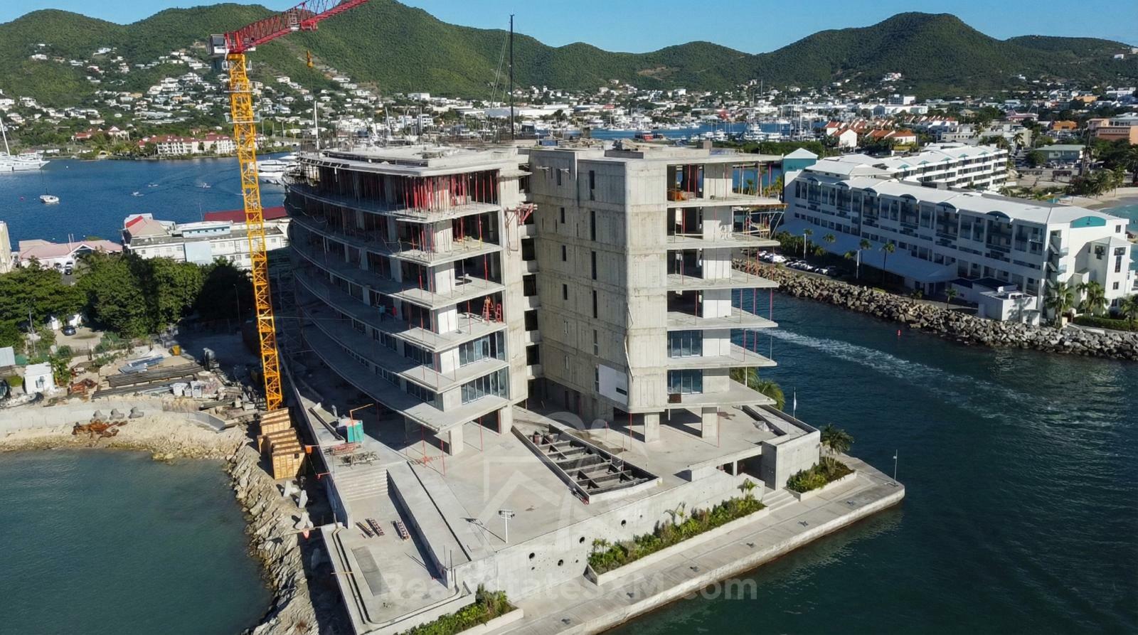 Oceanfront 1 bedroom condos for sale St Maarten in Ocean Residences, SImpson Bay. Caribbean sunsets