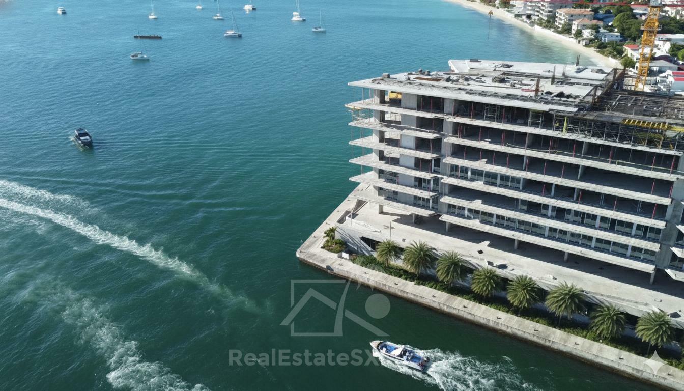 Oceanfront 1 bedroom condos for sale St Maarten in Ocean Residences, SImpson Bay. Caribbean sunsets