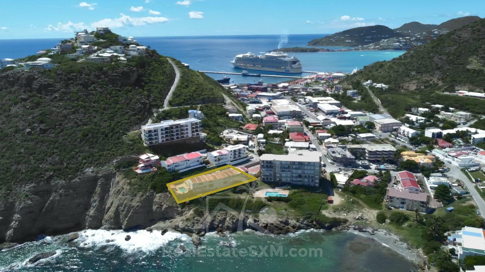 St Maarten home FOR SALE 2-bedroom condo Ocean-Front in Point Blanche. Swimming Pool. 