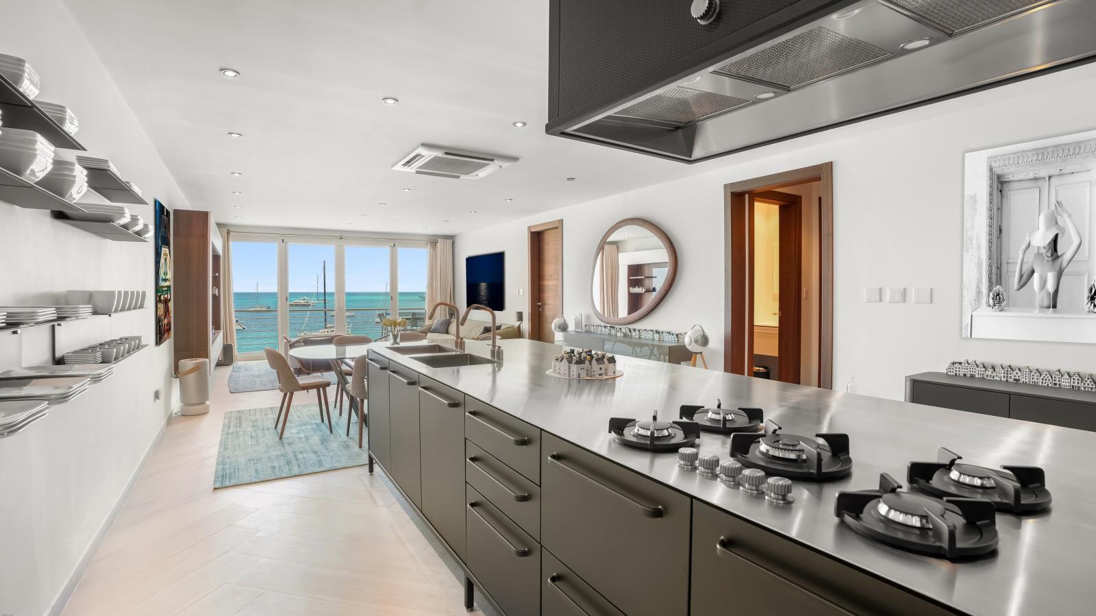 Luxury Modern Beachfront Condo in St Maarten, Simpson Bay Beach Aqualina. Caribbean Sea Sunsets view