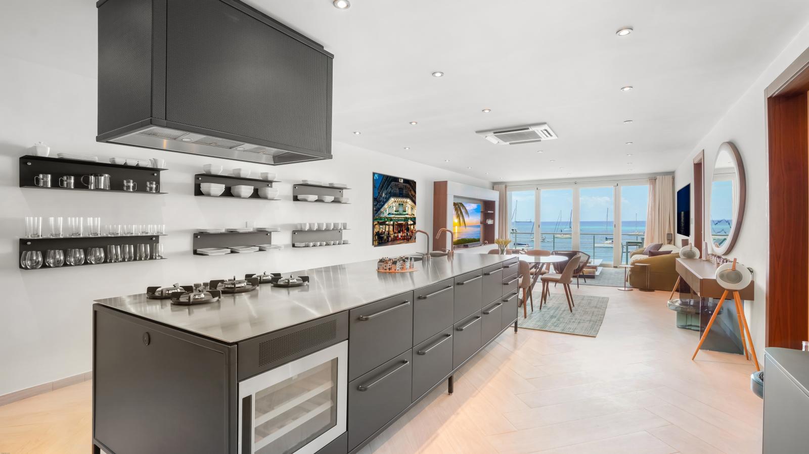 Luxury Modern Beachfront Condo in St Maarten, Simpson Bay Beach Aqualina. Caribbean Sea Sunsets view