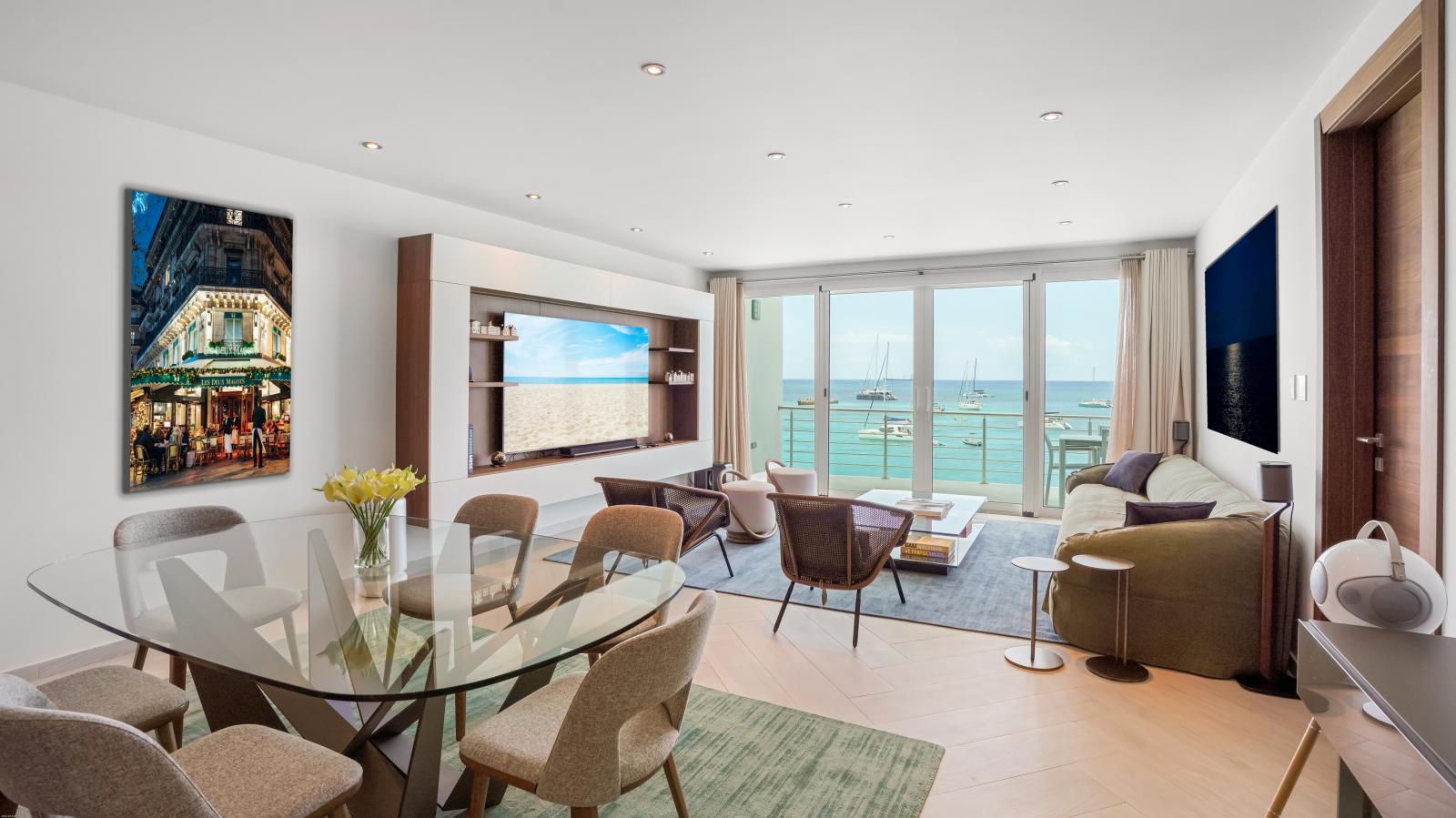 Luxury Modern Beachfront Condo in St Maarten, Simpson Bay Beach Aqualina. Caribbean Sea Sunsets view