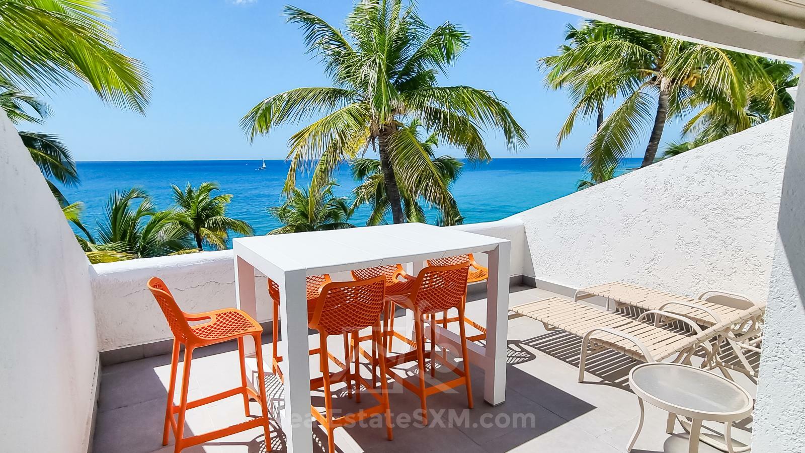 Oceanfront 3-Bedroom Condo in Cupecoy Beach Club SXM. Caribbean Sunsets! Spacious. 2-levels