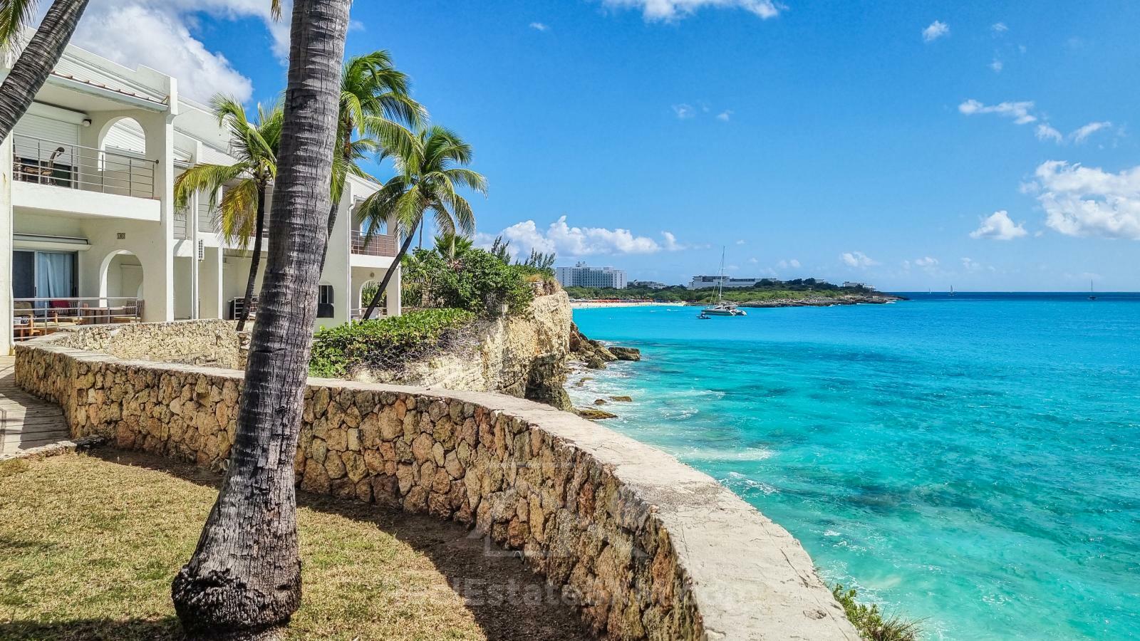 Oceanfront 3-Bedroom Condo in Cupecoy Beach Club SXM. Caribbean Sunsets! Spacious. 2-levels