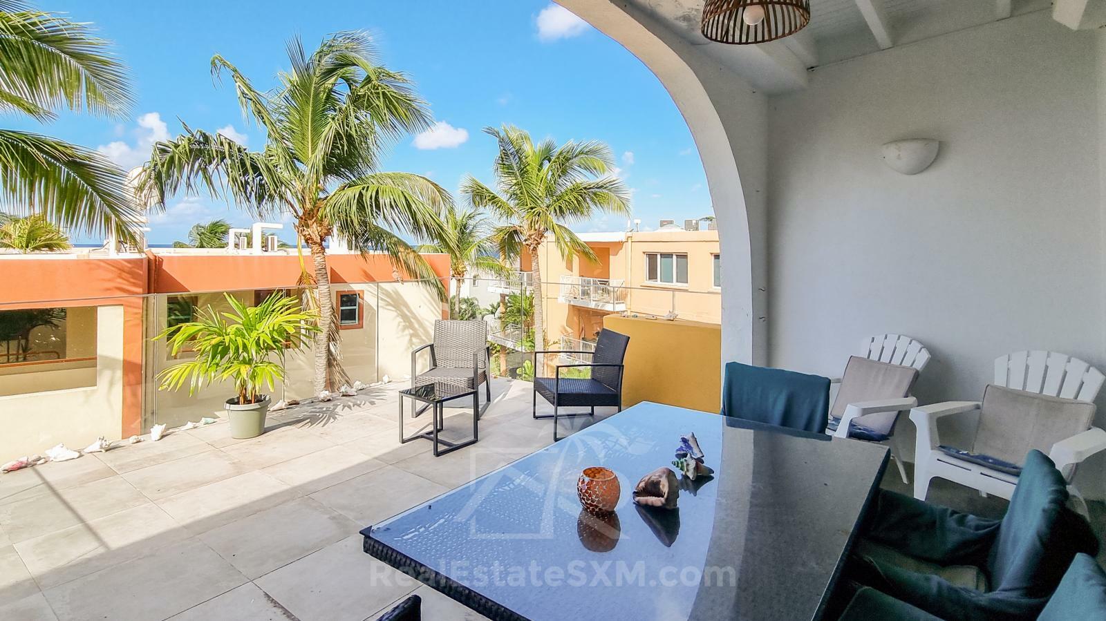 FOR RENT Corner Townhouse with Stunning Caribbean Sea Views in Pelican Key SXM. Yard. Prime location