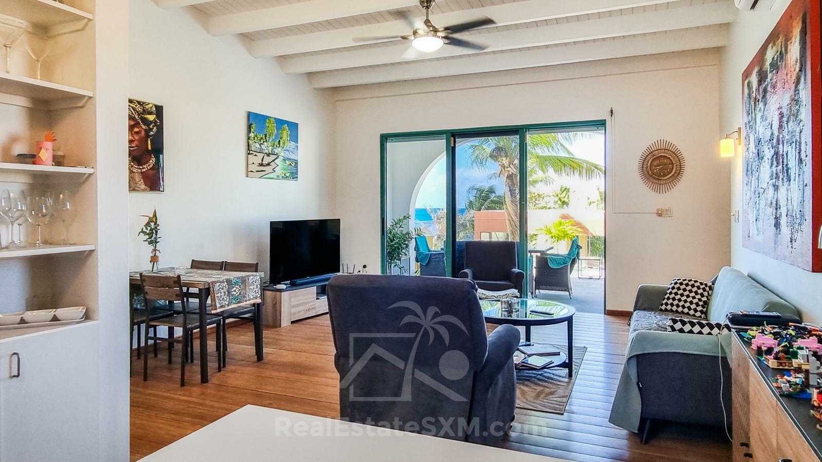 FOR RENT Corner Townhouse with Stunning Caribbean Sea Views in Pelican Key SXM. Yard. Prime location