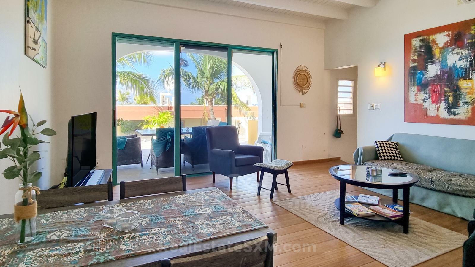FOR RENT Corner Townhouse with Stunning Caribbean Sea Views in Pelican Key SXM. Yard. Prime location