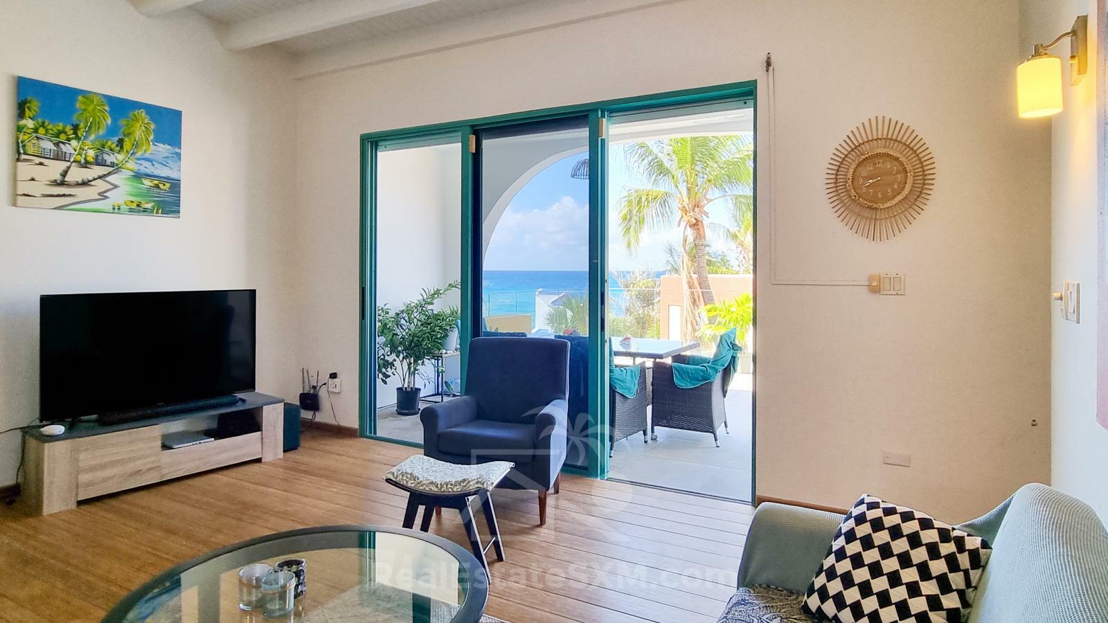 FOR RENT Corner Townhouse with Stunning Caribbean Sea Views in Pelican Key SXM. Yard. Prime location