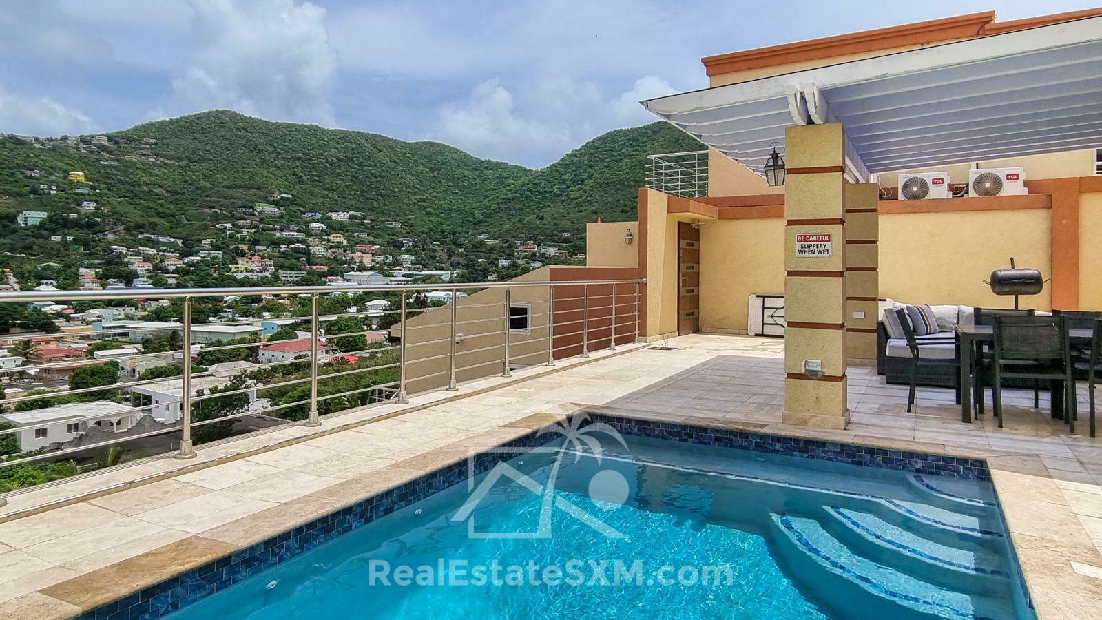 2-Bedroom Townhouse with Private Pool. Valley Estate, St. Maarten. Beautiful Views. Gated Peaceful