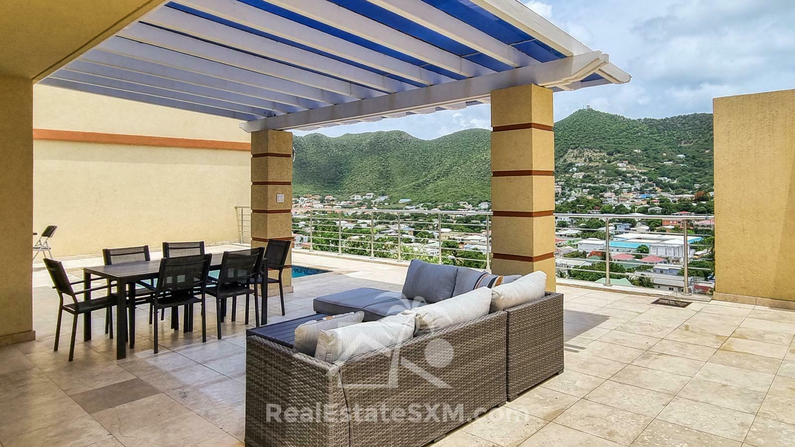 2-Bedroom Townhouse with Private Pool. Valley Estate, St. Maarten. Beautiful Views. Gated Peaceful