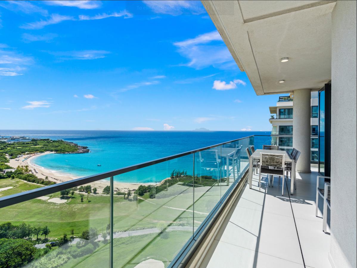 St Maarten real estate: Fourteen Mullet Bay Sub-penthouse ocean view height ceiling 19th floor B1901