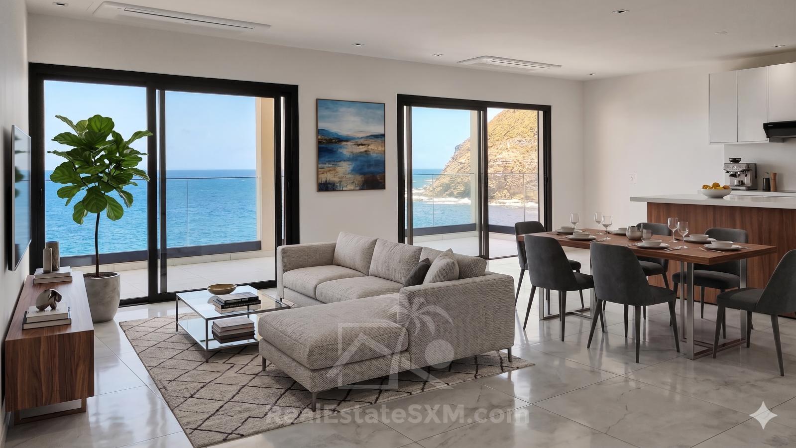 St Maarten brand new home: Ocean Front NEW 2 bedrooms, Point Blanche. Caribbean living. Vivid Res.