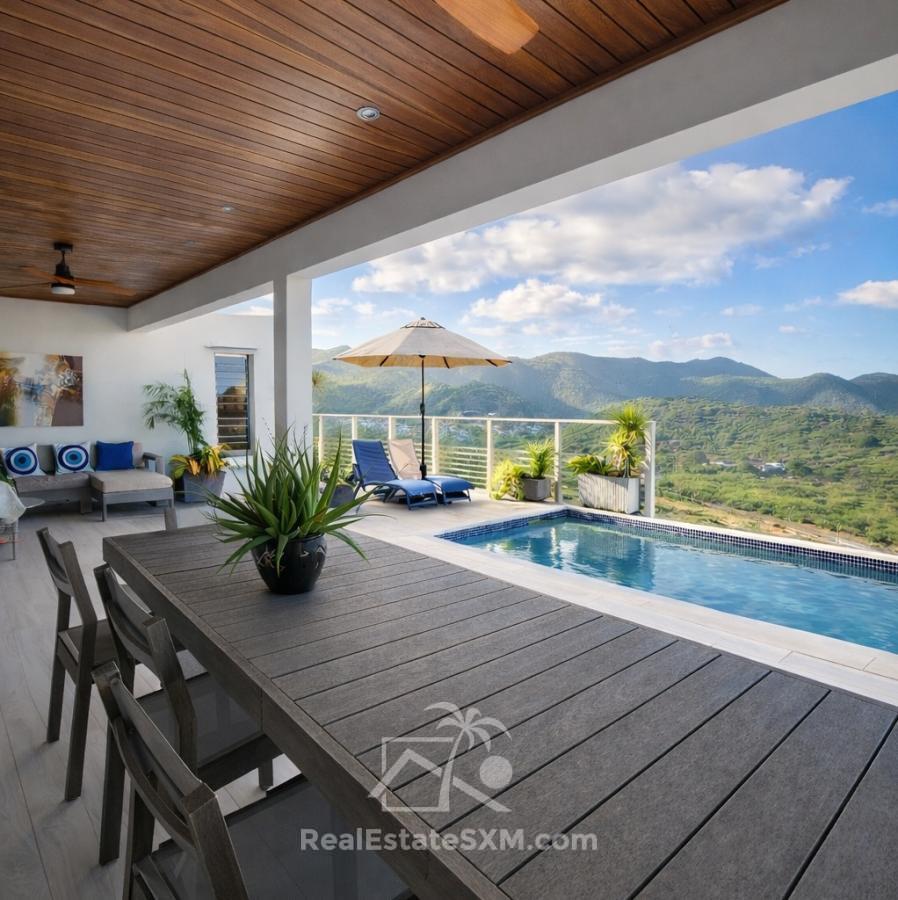 Modern Villa For Sale in St Maarten, Rice Hills Gardens. Ocean Views. Peaceful. Green. Security 24/7