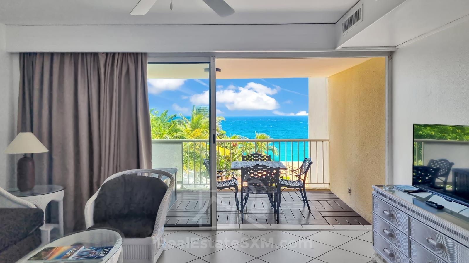 St. Maarten Real Estate FOR SALE studio Cupecoy Sapphire. Ocean & Sunset Views. 231