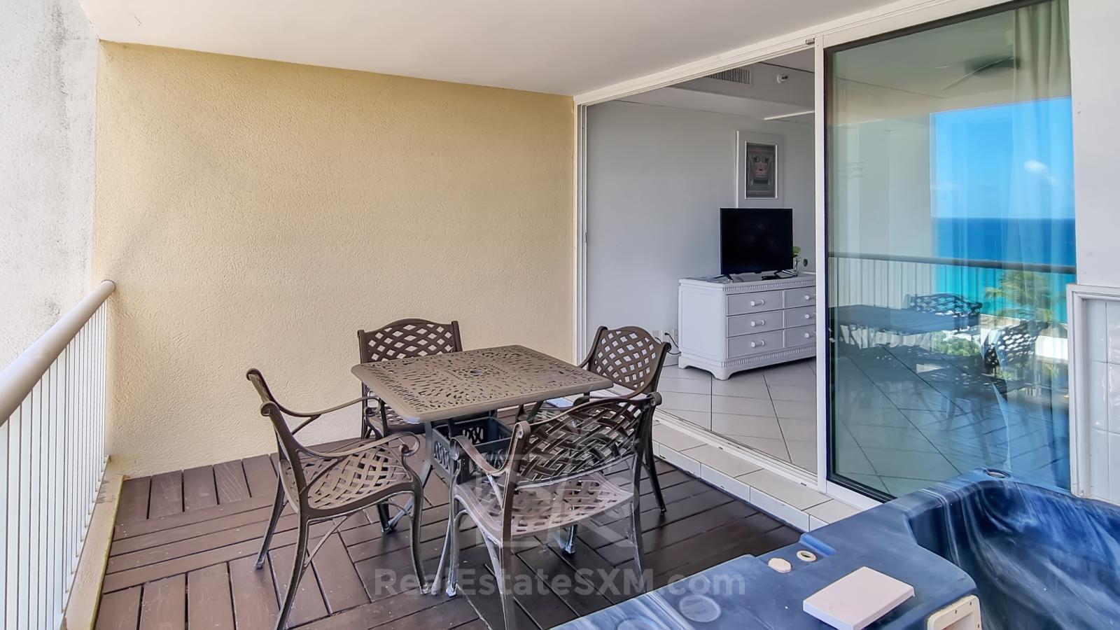 St. Maarten Real Estate FOR SALE studio Cupecoy Sapphire. Ocean & Sunset Views. 231