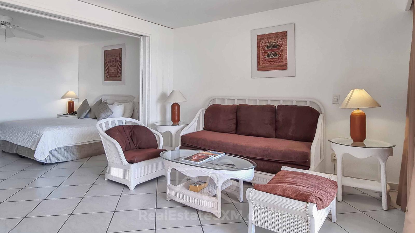 St Maarten Ocean View Home for sale in Cupecoy, Sapphire. Resort amenities. Sunsets. 211