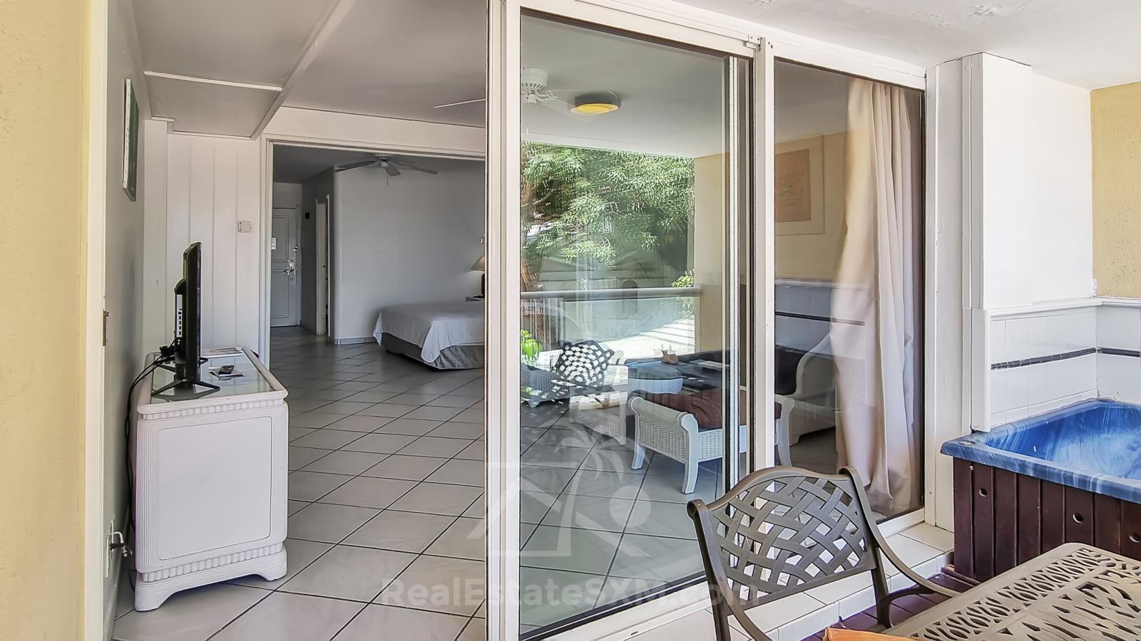 St Maarten Ocean View Home for sale in Cupecoy, Sapphire. Resort amenities. Sunsets. 211