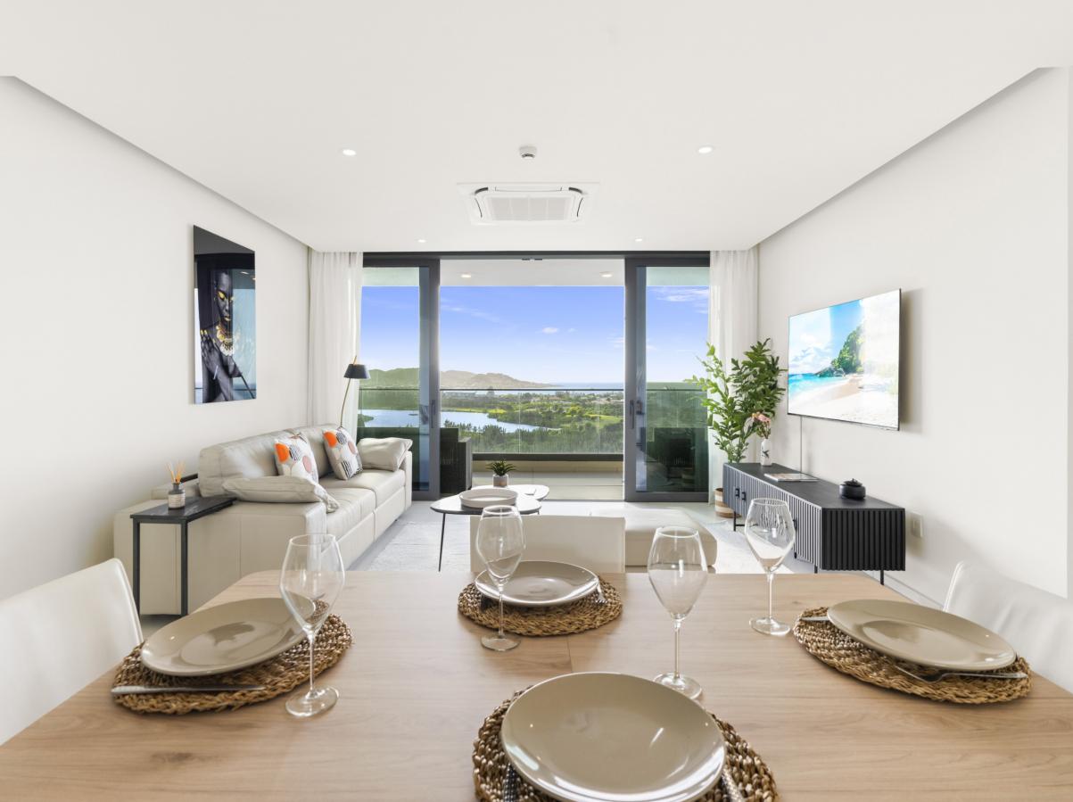 St Maarten Real Estate for sale 2 bedroom condo Fourteen at Mullet Bay, high floor view! B-1702