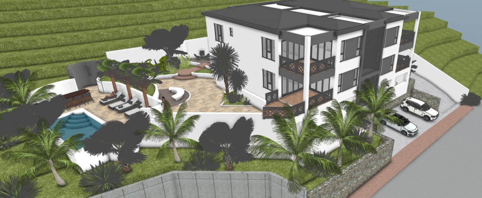 Sint Maarten land FOR SALE. VROMI-Approved Project for 4 condos. Kenepa Garden Estate – Lot 18